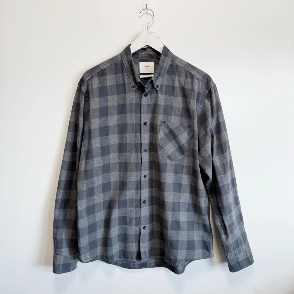 BILLY REID Tuscumbia Gray Plaid Button Down Shirt Men’s L Large